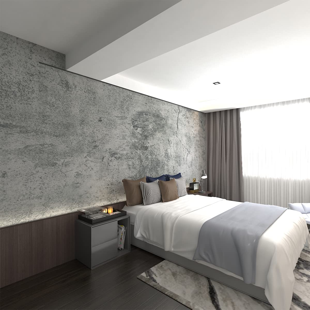 Totio Gray Concrete Wallpaper Matte Thick Dark Grey Cement Contact Paper Peel Stick Countertop Paper Removable Waterproof Adhesi